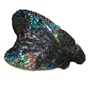 Burning Man Festival Gold Metallic Embellished Military Captains Hat